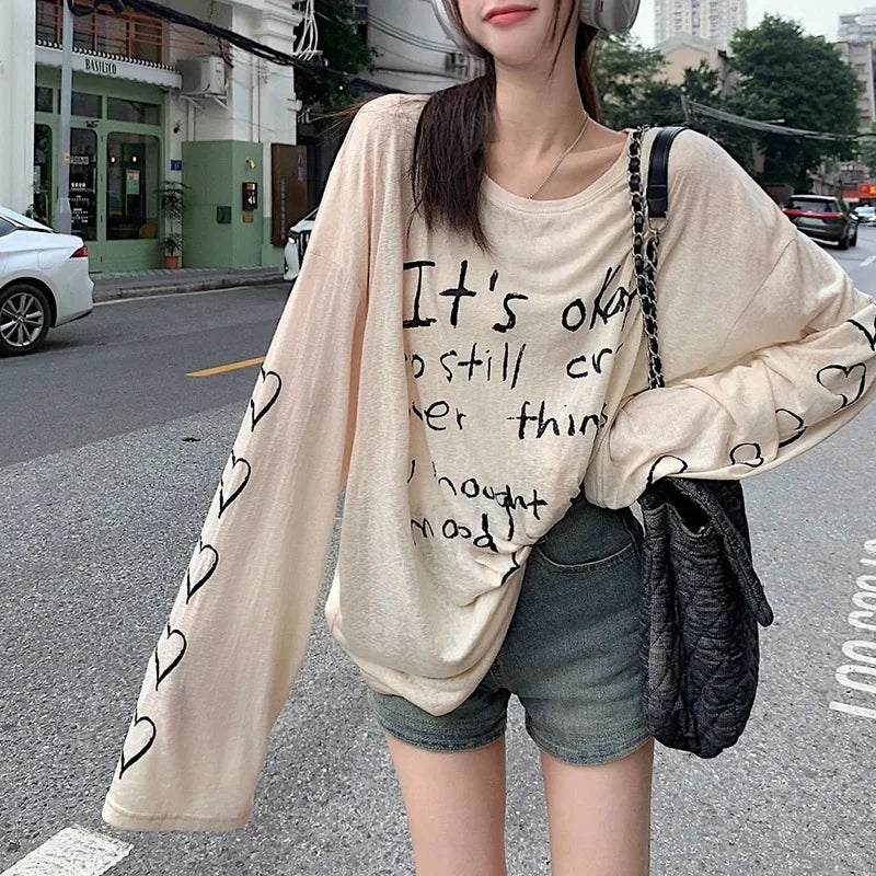 Women T-shirts Retro Letter Printed