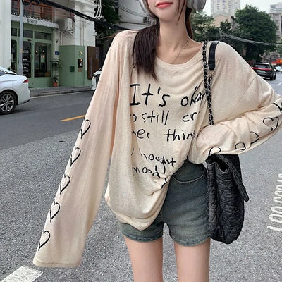 Women T-shirts Retro Letter Printed