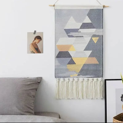 Home decoration Bohemian Tapestry Wall decor aesthetic room Tassel Macrame Hanging Art geometric Woven Cotton Handmade Linen for