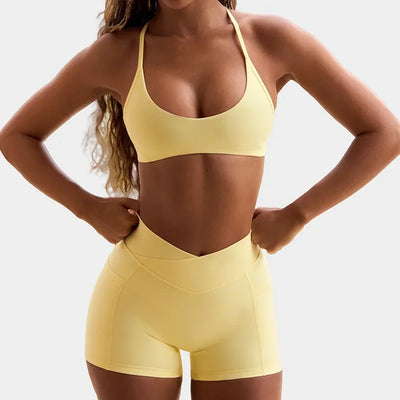 Women Tracksuit Yoga Set 2PCS Sportswear Workout Clothes Athletic Wear Gym Legging Fitness Bra High Waist Shorts Sports Suits