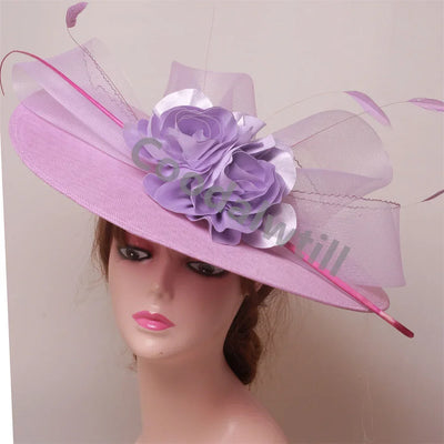 Royal Ascot Big Flower Fascinators Hat Women Wedding Pillbox Cap Ladies Derby Feather Fascinator Headdpiece Ladies Party Chapeau