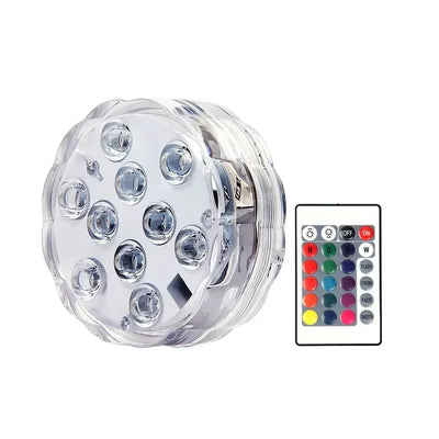 10LED RGB Submersible LED Lamp Underwater Night Light Outdoor Swimming Pool Light Wedding Party Vase Bowl Fish Tank Decoration