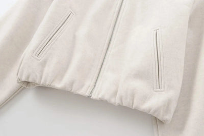 Zipper Bomber Jackets for Women Soft Cropped Long Sleeve Sports