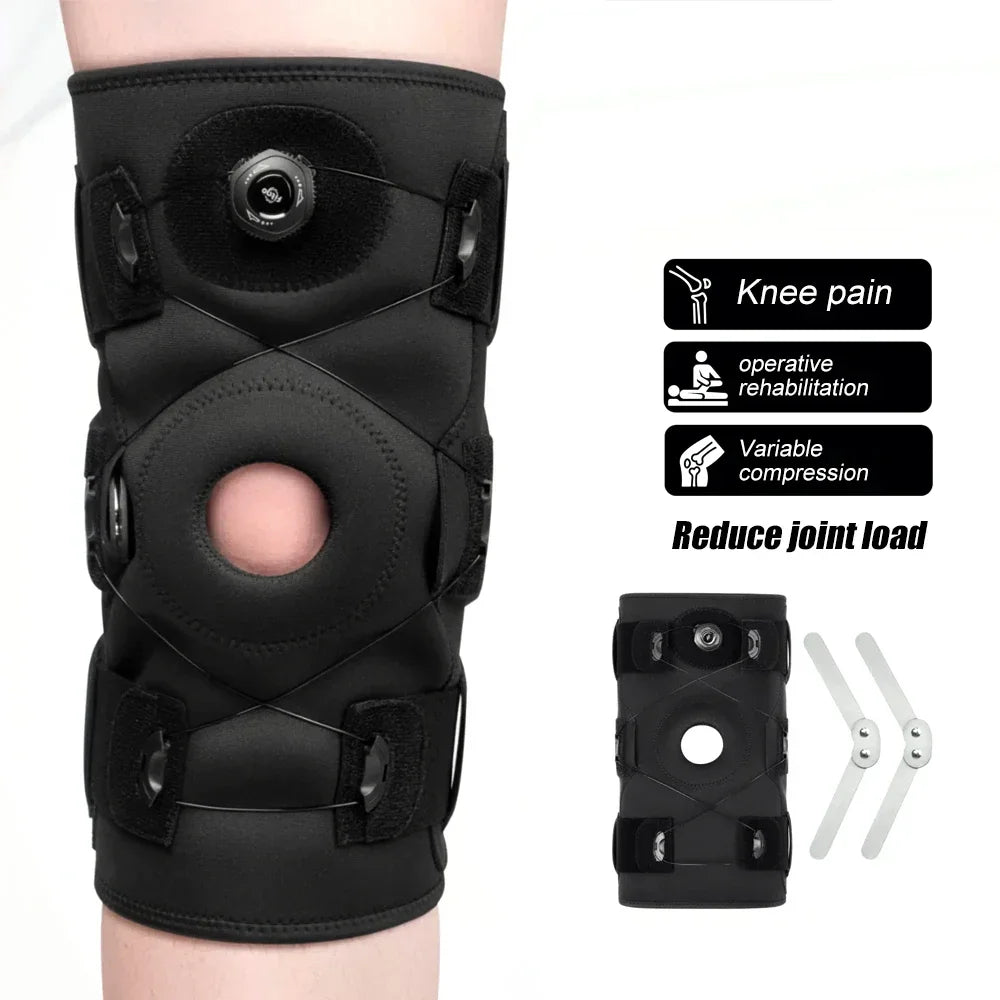 Hinged Knee Brace - Relieves ACL, MCL,Meniscus Tear,Arthritis, Tendon Pain, Open Patella Design with Dual Metal Side Stabilizers
