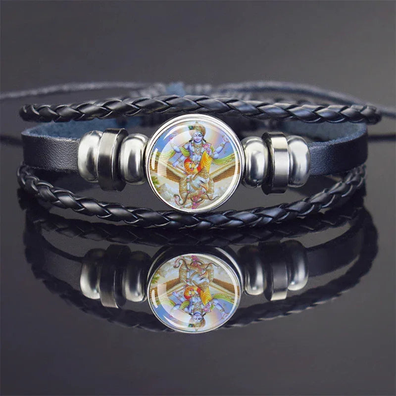 Hinduism God Bracelets Ganesha Vishnu Shiva Amulet Bracelet for Men Women Goddess of Kashmi Wealth Bangle India Buddhism Jewelry