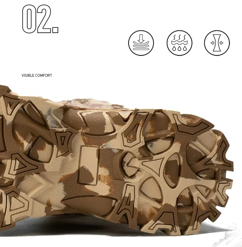 2025 Men Boots Tactical Shoes High Top Hiking Durable  Anti-Slip Outdoor Climbing Trekking Shoe Military Tactical Low Boots Male