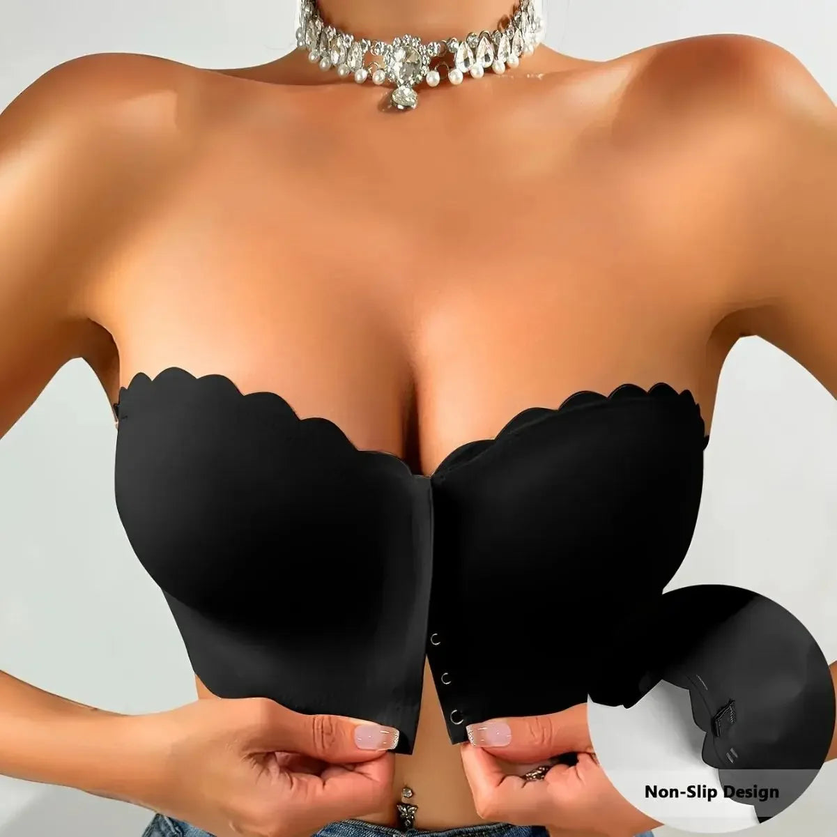 Women Invisible Bra for Women Front Buckle Push Up Seamless Bra Strapless