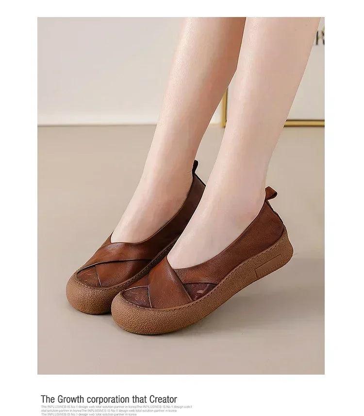 Authentic anti skid slip on leather flat shoes ladies shallow loafers woman comfy soft moccasin