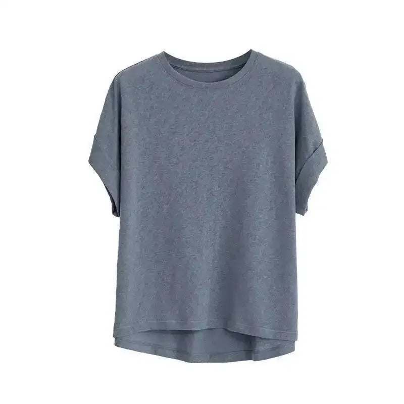 Women's Linen Round Neck Transparent Tops