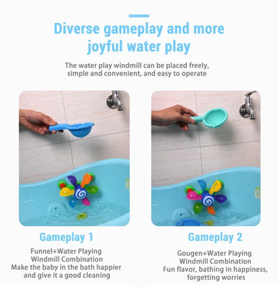 Baby Bath Toys Colorful Waterwheel Bathing Bathtub Water Spray Play Set Rainbow Windmill Bathroom Toy For Kids Toddler Children