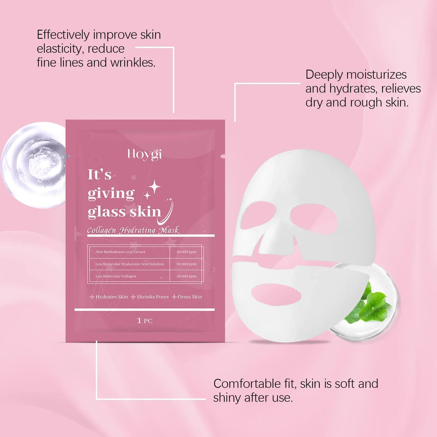 Collagen Face Mask Anti Aging Firming Moisturizing Refreshing Shrink Pore Brightening Overnight Mask Hyaluronic Acid Facial Mask