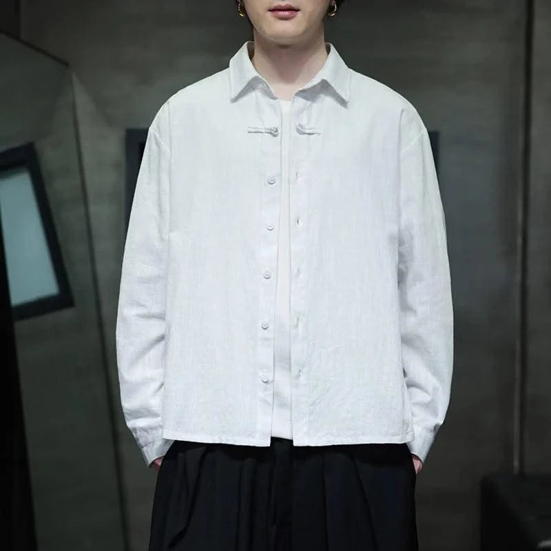 Mens Linen Shirts Casual Streetwear Long Sleeve Turn Down Collar Summer Beach Vacation Hawaiian Shirts M-5XL Plus Size Men Tops