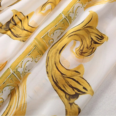 Fashion Designer Long Dress Women Elegant  V-Neck Long Sleeved Printed Belt Dresses Luxury Designer High Quality Female Clothing