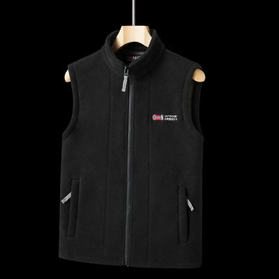 Outerwear Fleece Vest Men Autumn Winter Sleeveless Fleece Jacket Solid Color Warm Vest Outdoor Casual Fashion Hiking Polar Suit