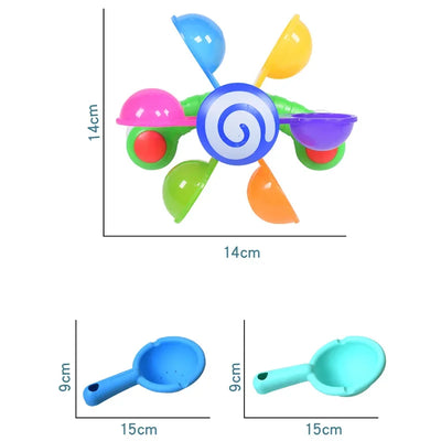 Baby Bath Toys Colorful Waterwheel Bathing Bathtub Water Spray Play Set Rainbow Windmill Bathroom Toy For Kids Toddler Children