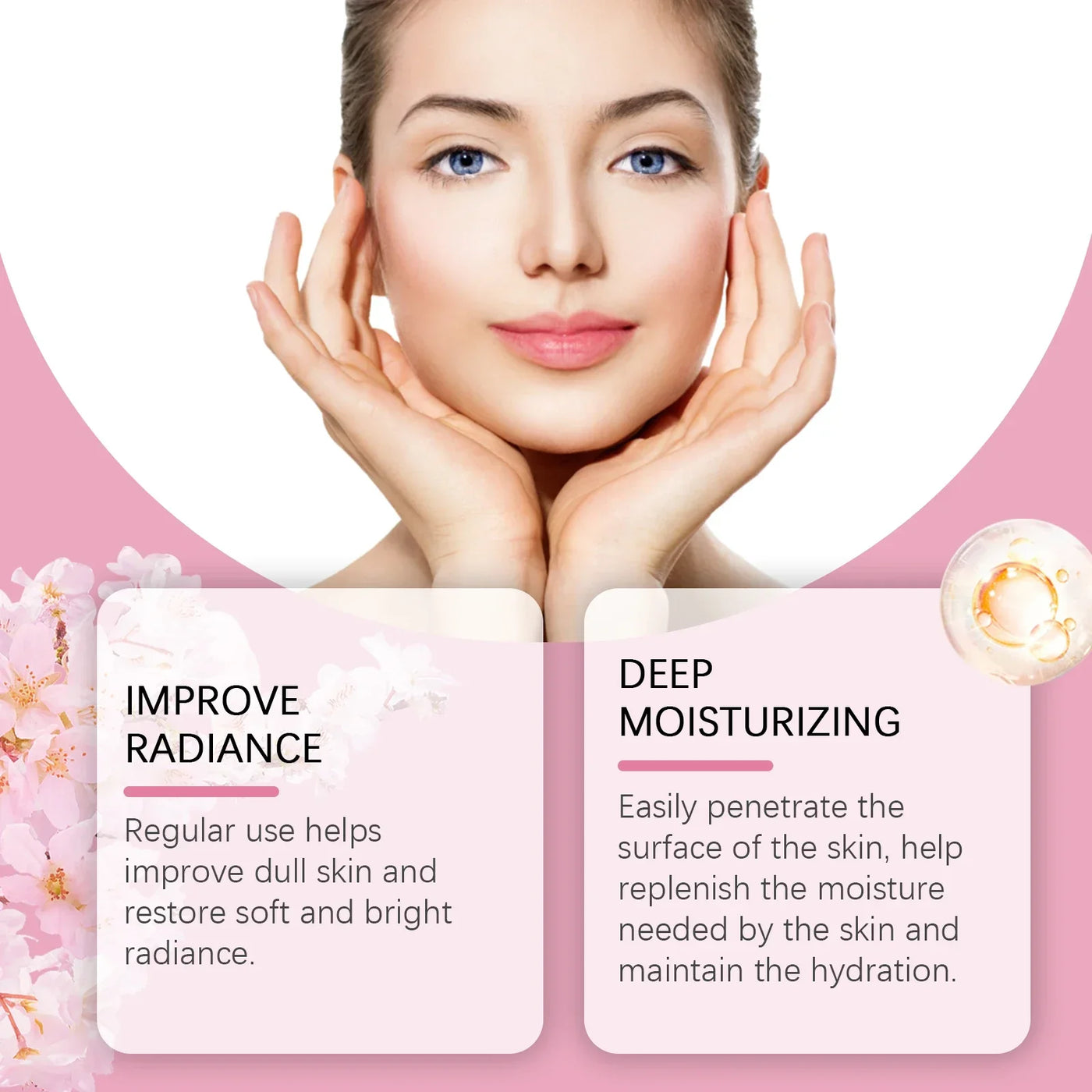 Sakura Skincare Set Moisturizer Face Cream Serum Toner Facial Cleanser Eye Cream Anti-Wrinkle Brighten Face Care Kit for Women