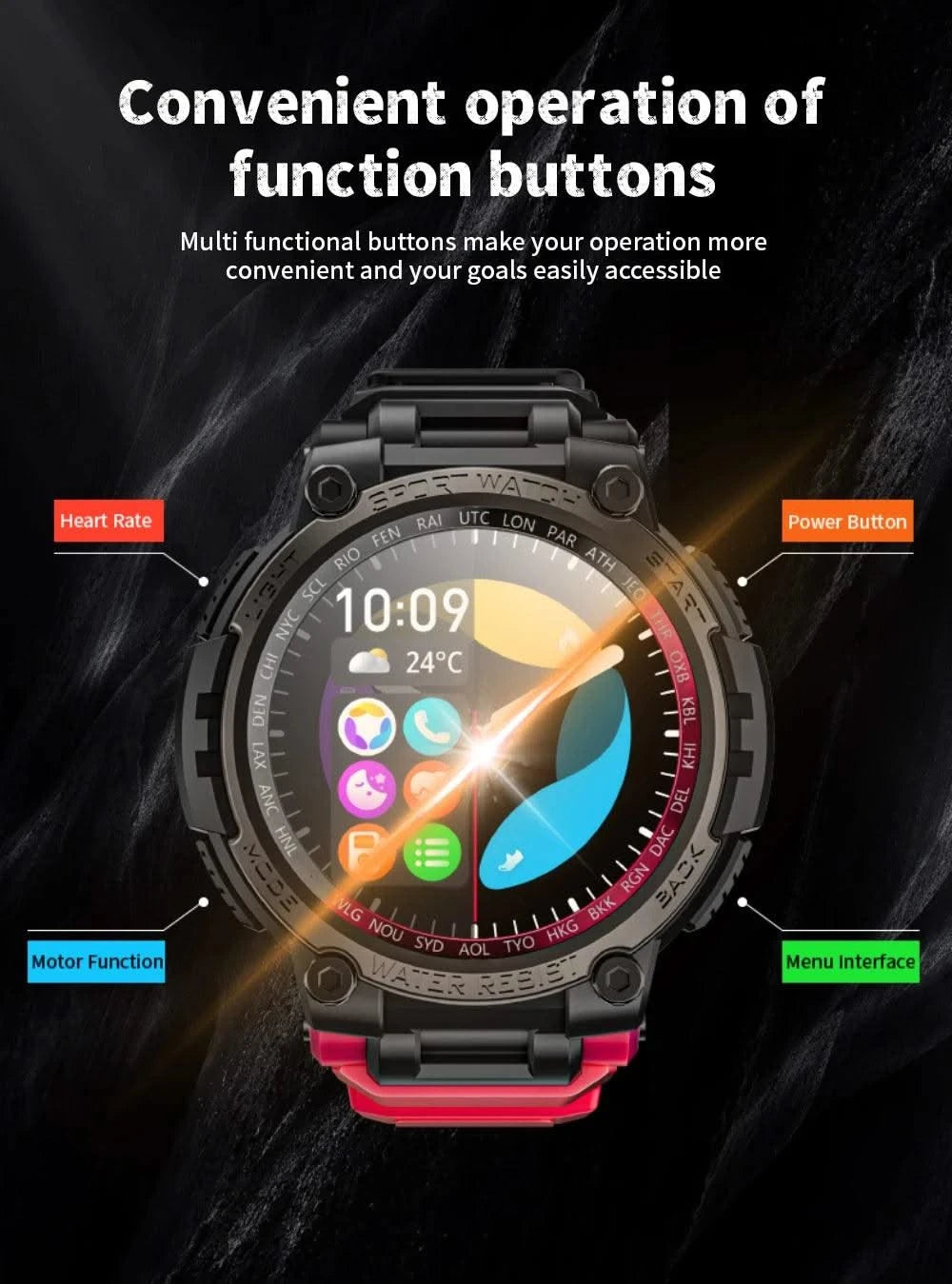 LOKMAT New ATTACK MAX Sport Rugged Smart Watch BT Calls Waterproof Military Smartwatches Heart Rate Monitor Fitness Tracker