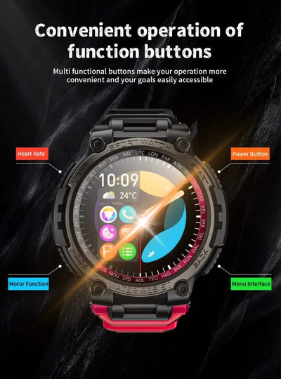 LOKMAT New ATTACK MAX Sport Rugged Smart Watch BT Calls Waterproof Military Smartwatches Heart Rate Monitor Fitness Tracker