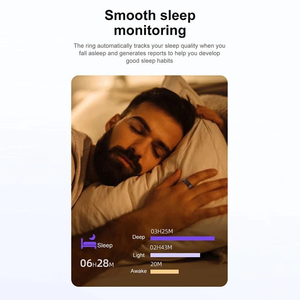 R02 Smart Ring Military Grade Titanium IP68 & 3ATM Waterproof Sleep Heart Rate Health Monitoring Multi-sport Modes Tracker Ring