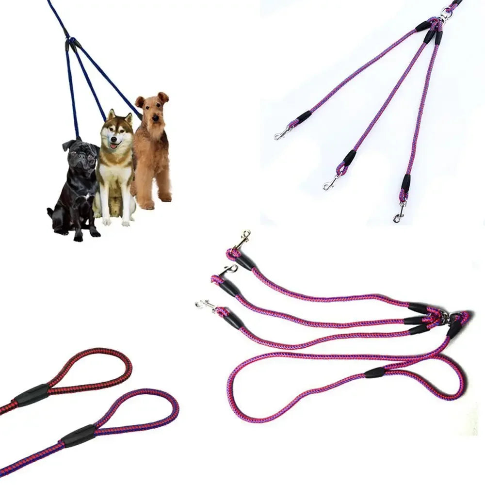 Durable 3 Way Couplers Rope Safety Cord Triple Pet Leashes Pet Supplies Braid Pet Rope Puppy Rope Leash Leash Lead Pet Leashes