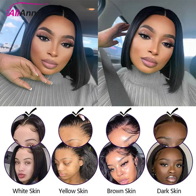 Bob Wig Human Hair 13x6 Lace Front Human Hair Wig Short Human Hair Wigs 100% Brazilian Short Straight Human Hair Wigs Preplucked