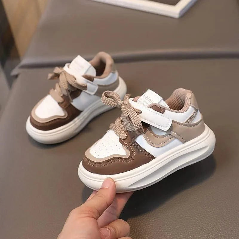 Children's Sports Shoes Girls 2025 Spring Autumn New Leather Shoes PU Leisure Soft Soled Boys Sneakers Baby Girl Casual Shoes