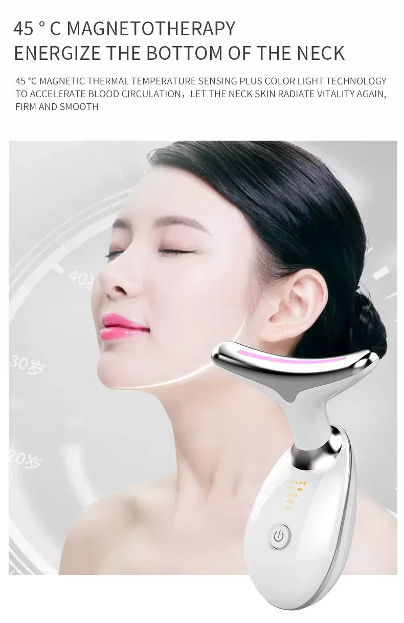Neck massager face three lighting modes skin enhancement device LED beauty machine
