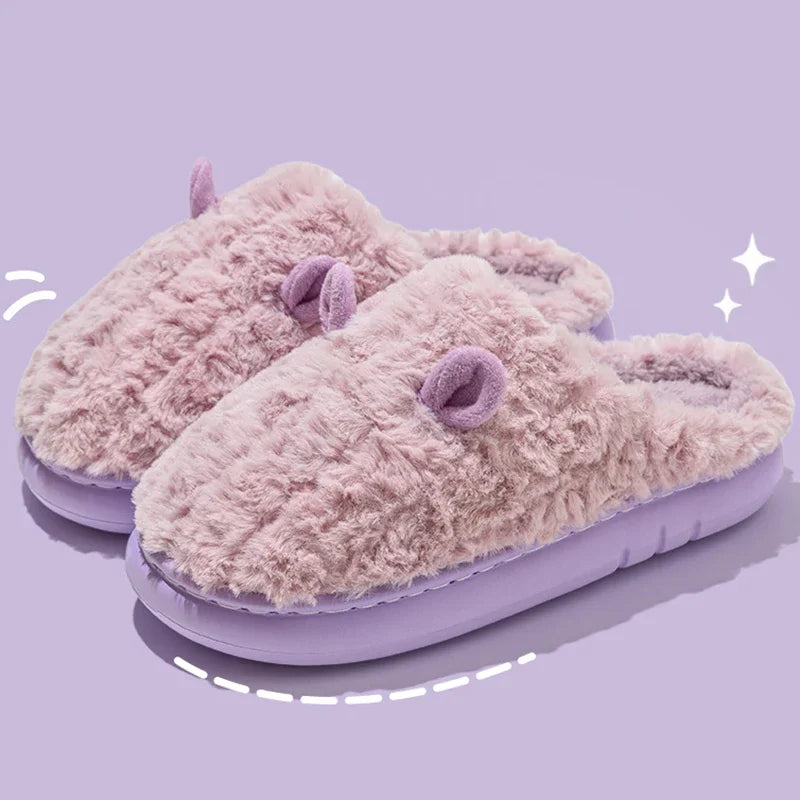 Cozy Warm Winter Indoor Slippers for Women 2025 New House Cute Plush Cotton Shoes Woman Soft Non Slip Fuzzy Home Slippers Couple