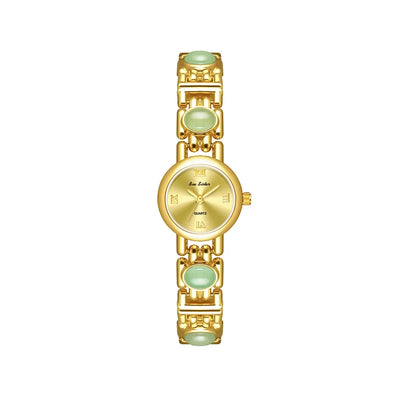 2025 High-End Vintage Woman Watches Fashion Elegant Natural Jade Stones Quartz Watch Retro Waterproof Hand Clock Gifts