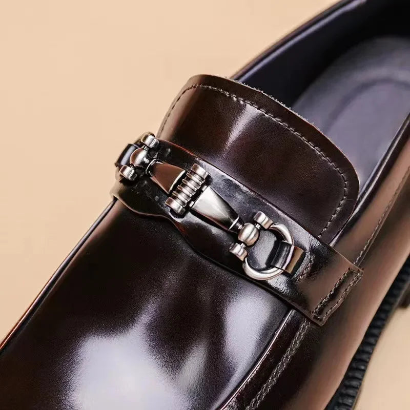 Men's Dress Leather Shoes Horse Street Buckle High Quality Men's Oxford Shoes Wedding Party Office Formal Shoe Large Size 38-48
