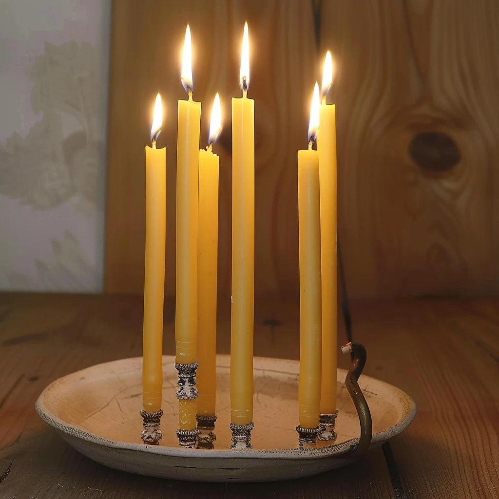 25pcs/1pack hanukkah candle natural beeswax chanukah candles thin taper honey for ritual birthday unscented