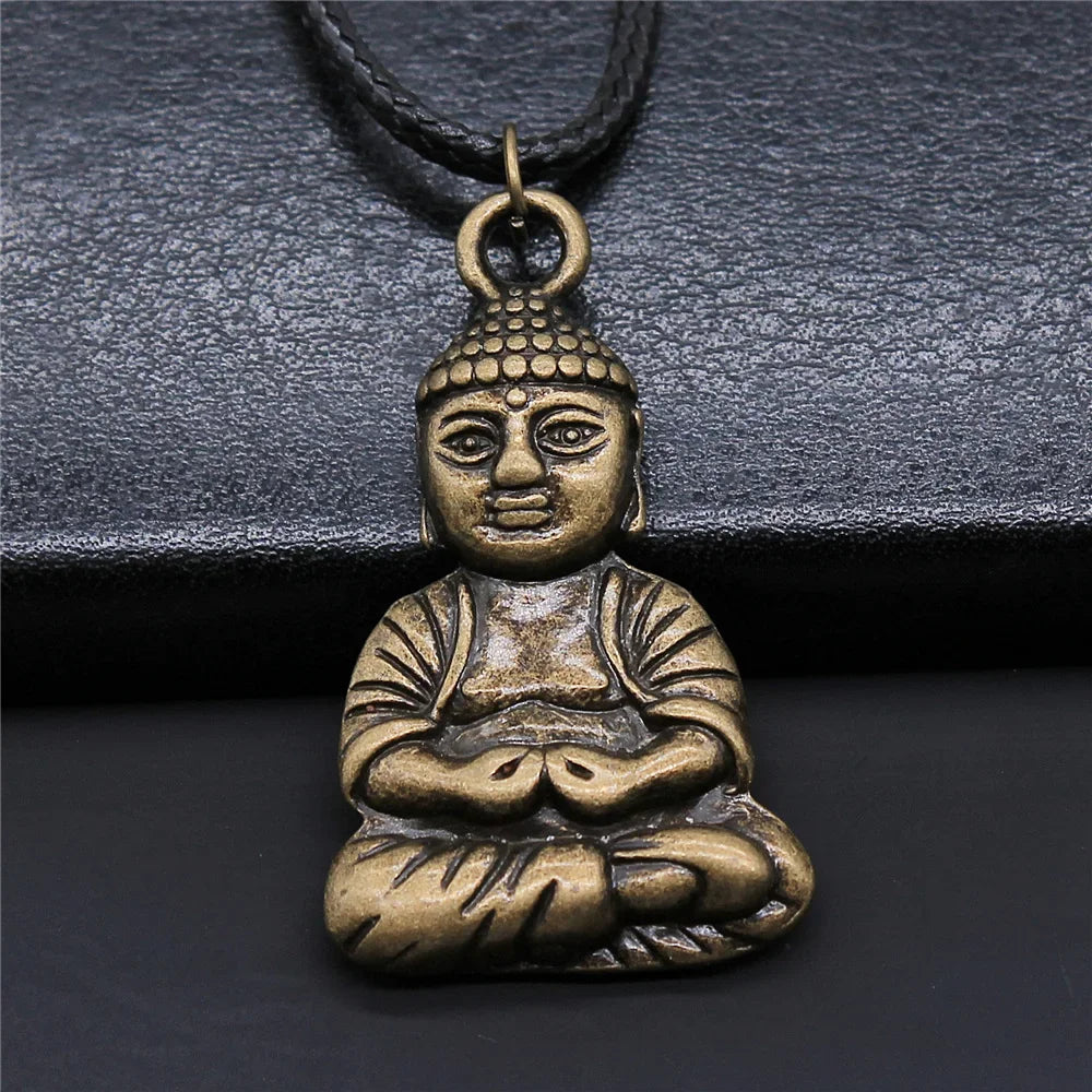 Religious Necklace Buddhist Buddha Statue God Buddha Necklace Charm Buddhist Meditation Hinduism Zazen Necklace