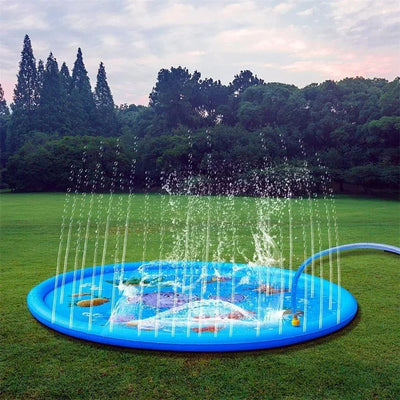 Baby Play Water Games Mat - 100cm Children Beach Pad, Outdoor Inflatable Spray Water Sprinkler