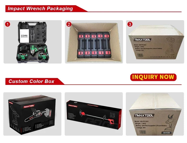 Power Tools 3 Speed Adjustable 21V 3/4 Inch 1200N.m Brushless Cordless Electric Torque Heavy du Impact Wrench