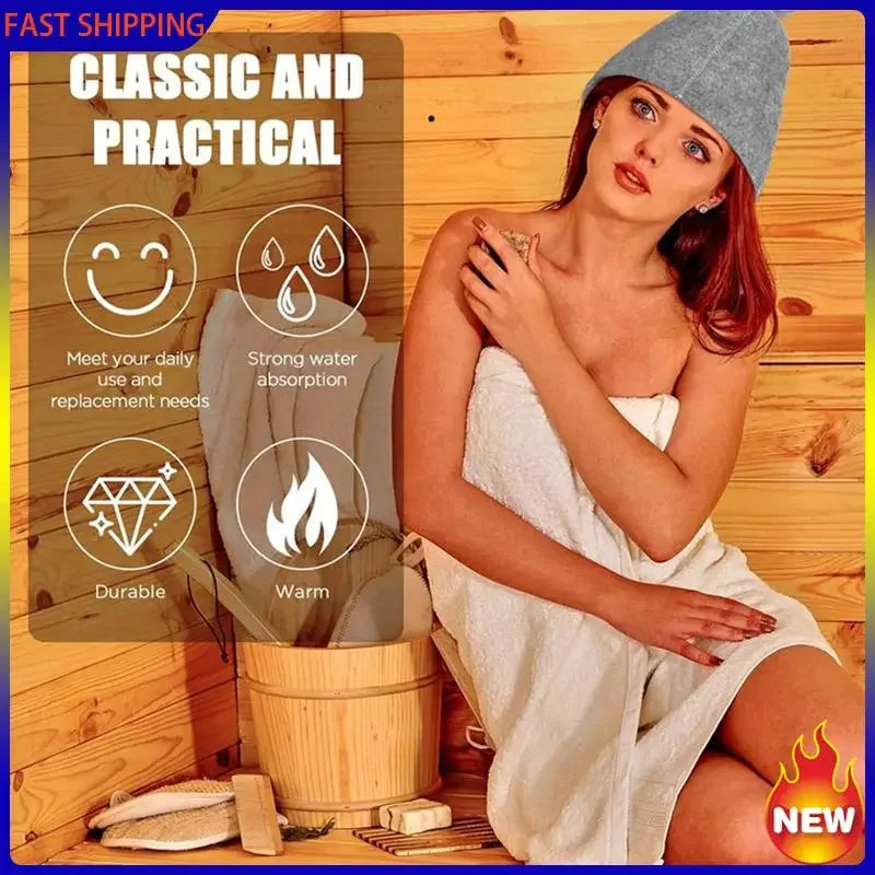 Hot Trend-6X Anti Heat Sauna Hat Thicken Wool Felt Shower Cap Hair Turban Quickly Towel Drying Towel Hats For Sauna Bathroom