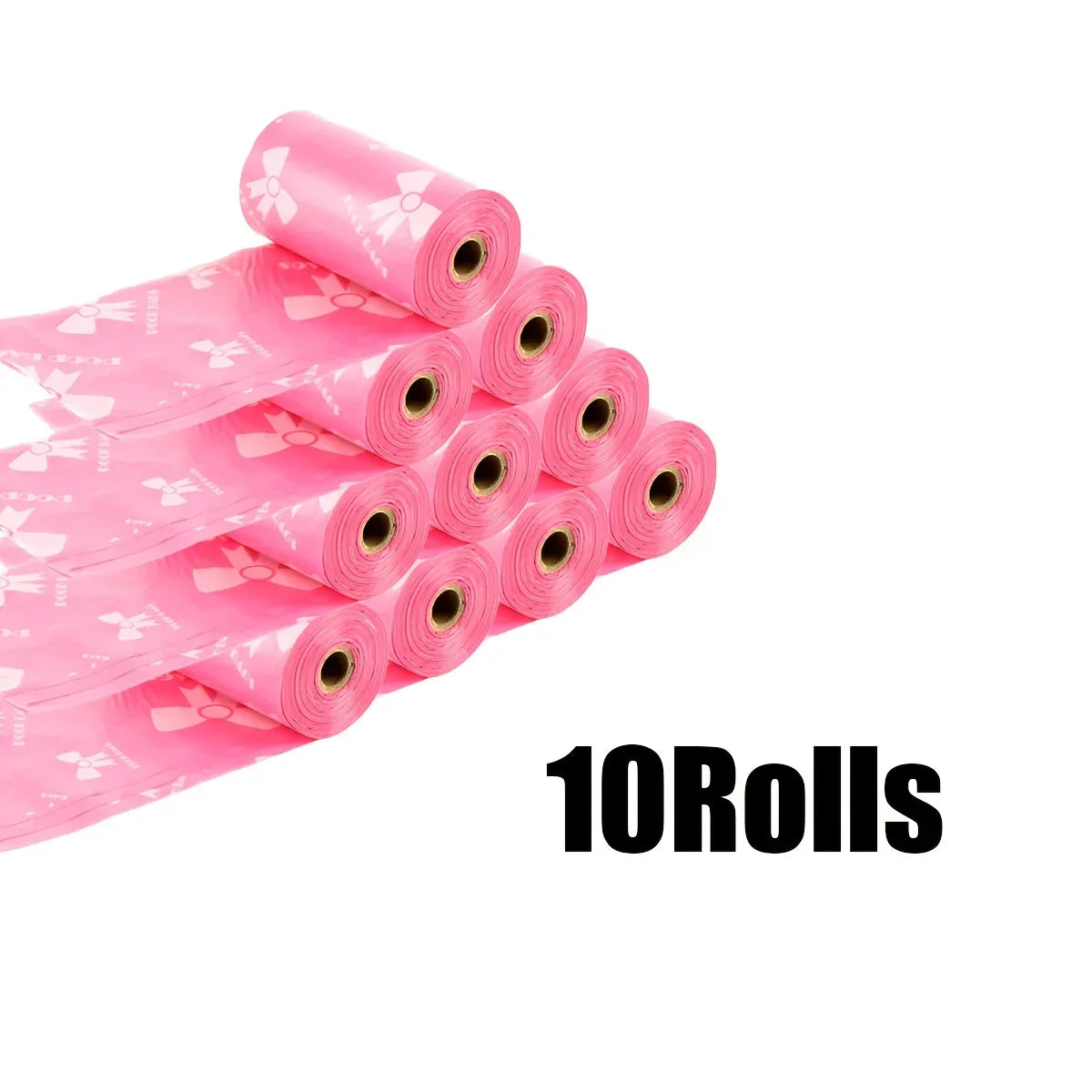 Thick & Durable Pet Poop Bags with Pink Bows - Leakproof Dog & Cat Waste Bags for Outdoor Walks, Multiple Sizes for Puppies