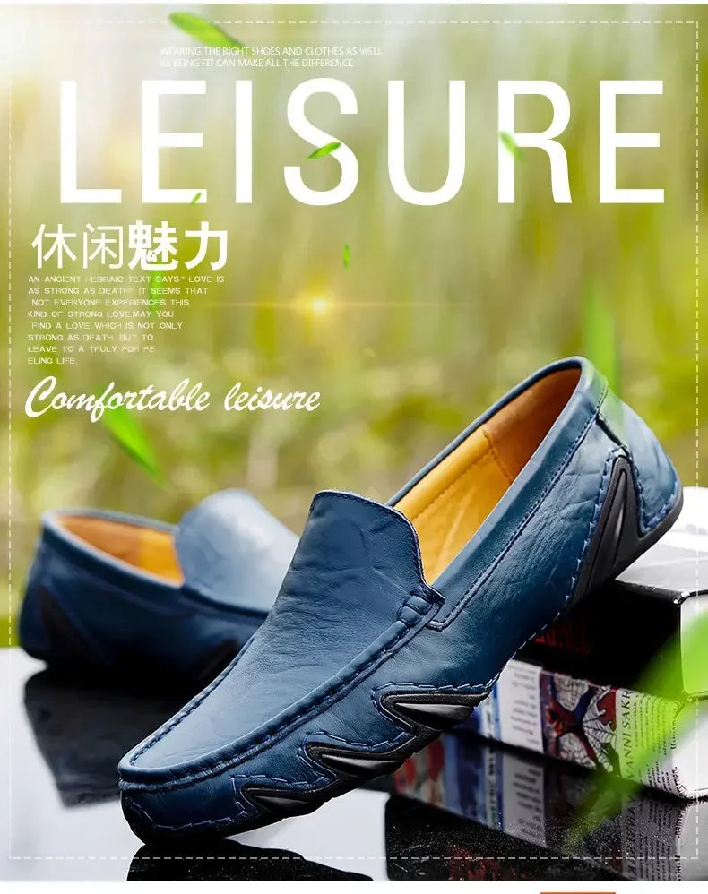 Autumn Shoes for Men Leather Casual Shoes Luxury Italian Men's Loafers Moccasins Breathable Black Versatile Driving Shoes 2024