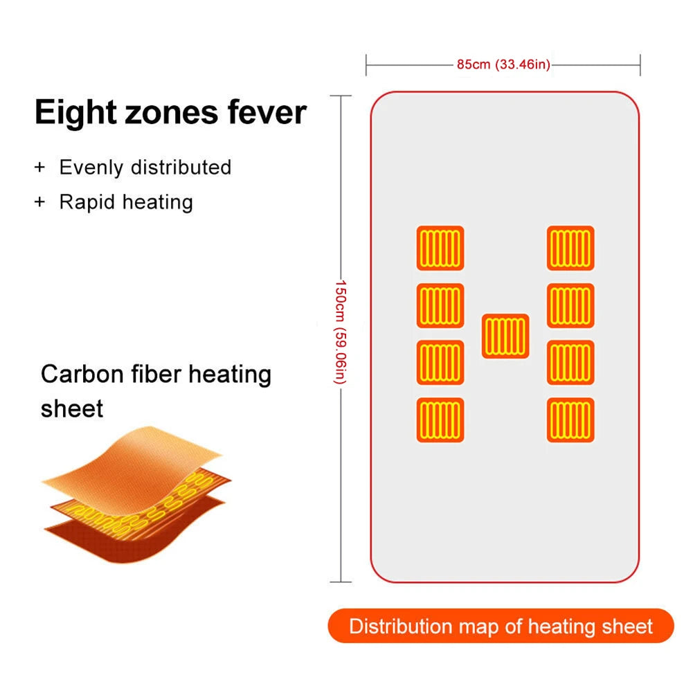 USB Heated Blanket Wearable Body Warmer Heating Shawl 9 Heated Areas Winter Electric Blanket 3 Heated Level For Home And Office