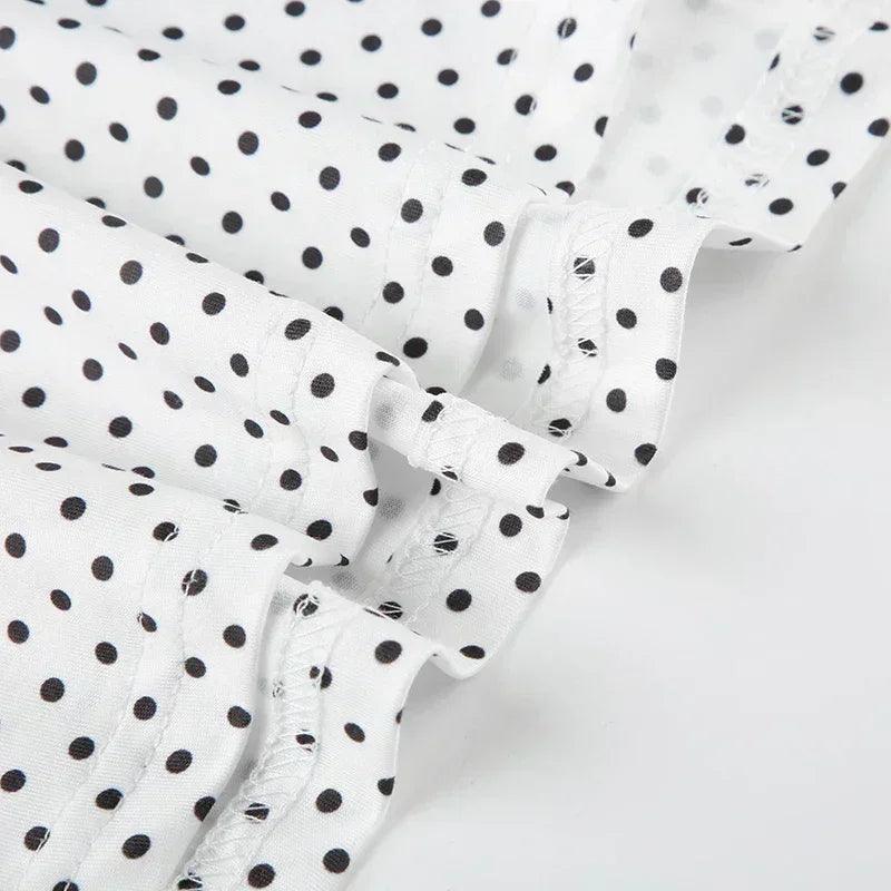 Sleeveless short dot print women dresses slim fit elegant simple office lady trendy clothes