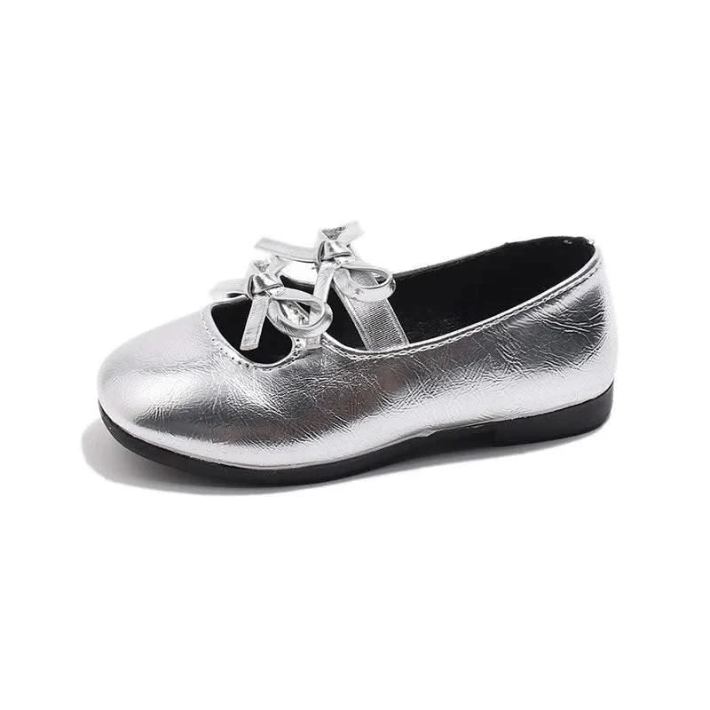 Autumn Children's Fashion Causal Black Ballet Shoes Solid Color Bowknot Elegant Girl Princess Shoes New Kids Leather Shoe