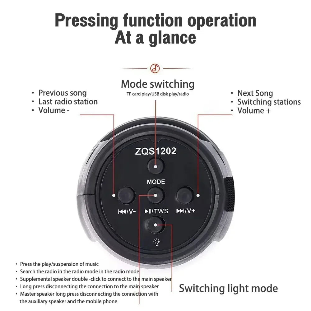 1202 Wireless Bluetooth Speakers Home Outdoor Portable Small Speaker Subwoofer Car Audio Bass MP3 Player Sound System LED Lights