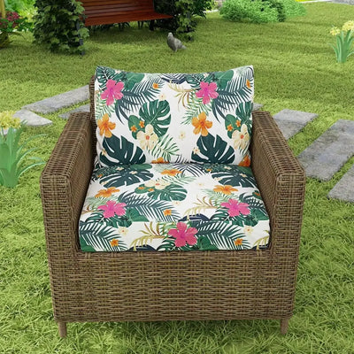 Outdoor Tropical Print Sofa Cushion Covers - Non-Slip Furniture Protectors, Replacement for Individual Seat Cushions