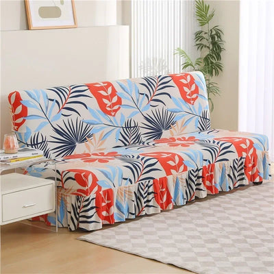 1/2/3Seater Sofa Bed Cover with Elastic Printing Seat Cover Armless Sofa Bed Cover Sofa Covers for Living Room Home Decor