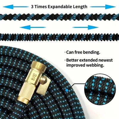 Expandable Garden Hose With Metal Nozzle, Lightweight And Non Twisted Flexible Garden Hose, 3/4 Inch Solid Brass Fittings
