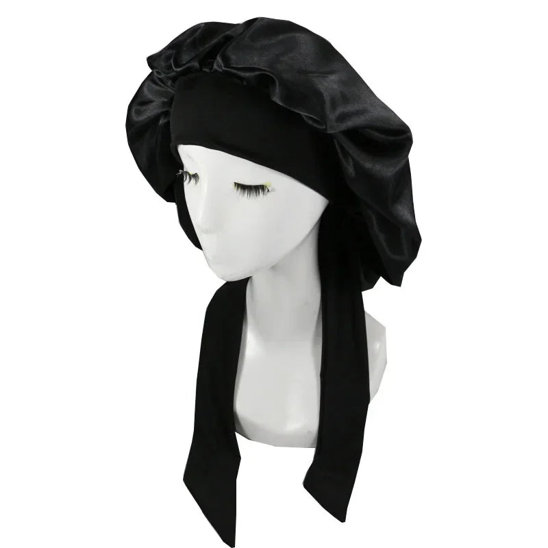 Satin Bonnet Silk Bonnet Adjustable Bonne For Sleeping Hair Bonnet With Tie Band Bonnets For Women Men
