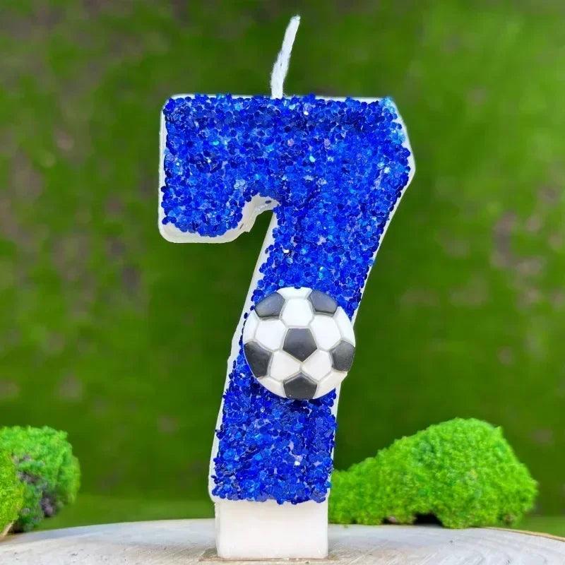 Blue football cake candle 0-9 number party decorative birthday decoration topper