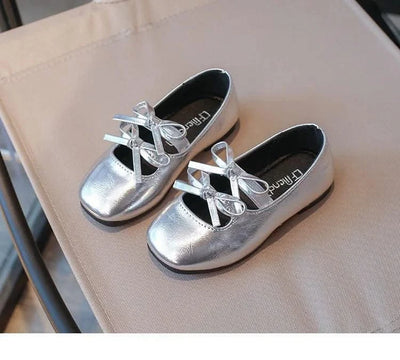 Autumn Children's Fashion Causal Black Ballet Shoes Solid Color Bowknot Elegant Girl Princess Shoes New Kids Leather Shoe