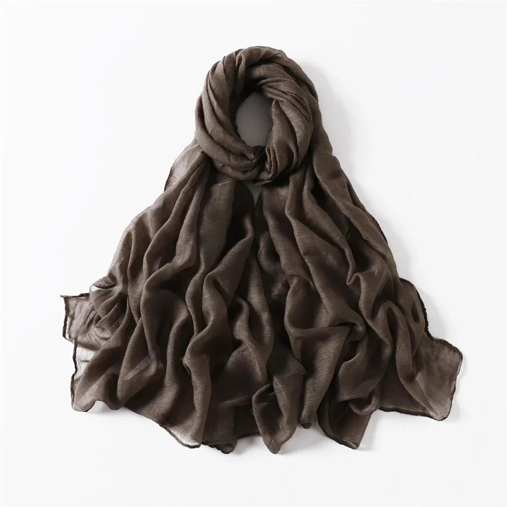 New Cotton Linen Scarf For Women Girls Students Autumn Classic Solid Color Scarves Retro Soft Foulard Viscose Female Wrap Shawls