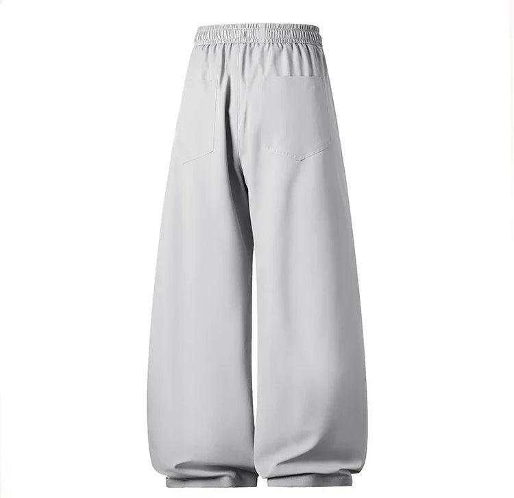 Men's Wide Pants Oversize Sports Streetwear Solid Color Sweatpants Summer Male Breathable Loose Trousers Streetwear Jogger Pants