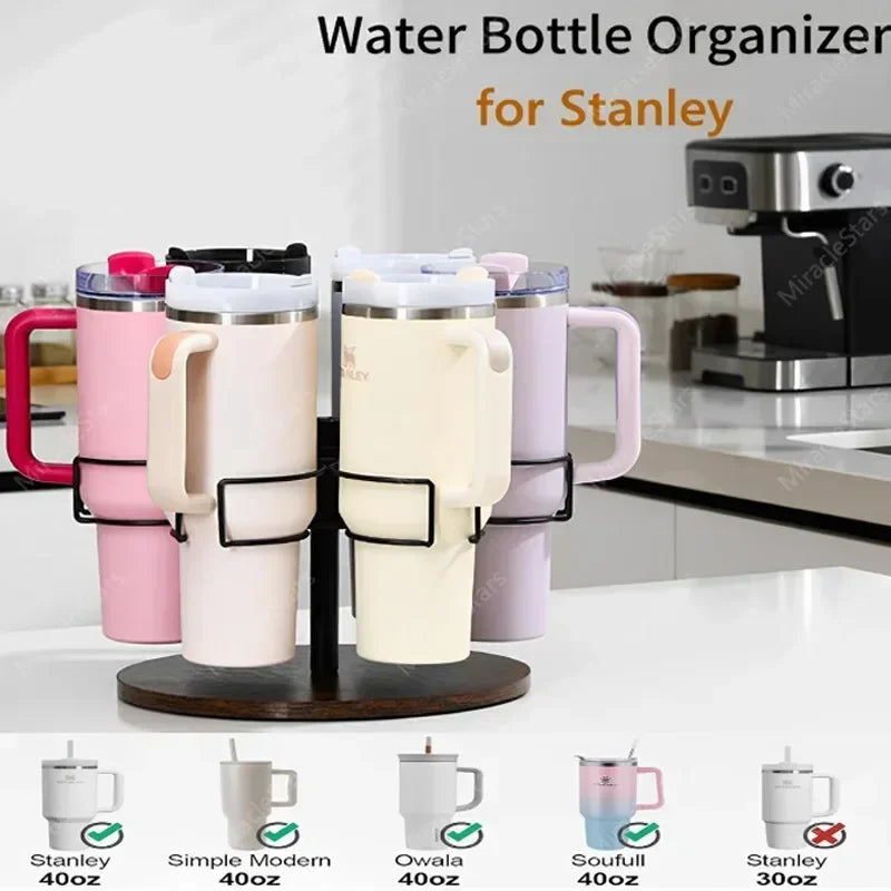 Spinning Cup Holder Desk Multipurpose Cups Holder Wooden Metal Organizer Kitchen Room Fixed Stand Decoration Accessories Items